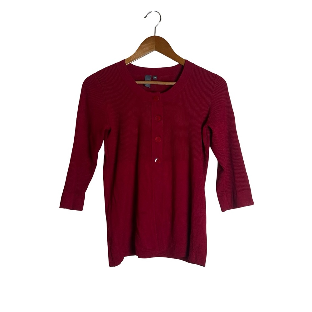 Jana red Empire-Waist Knit Cardigan Semi-Fitted A-Line‎ 3/4 Sleeve